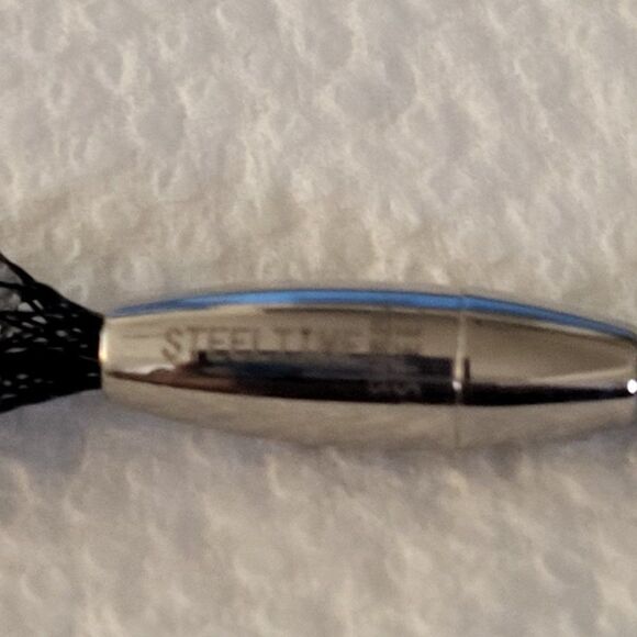 NEW, BLACK, ITALIAN MESH NECKLACE WITH CUBIC ZICONIA, 18" - Picture 5 of 5